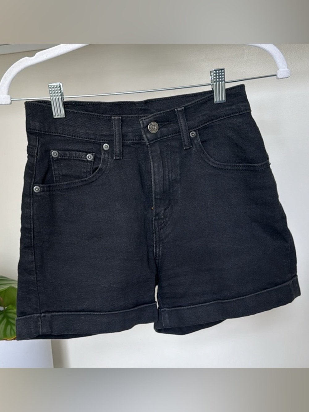 Levi's Black Rolled-Hem Denim Shorts